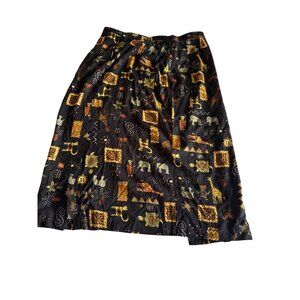 Black Jungle Safari Print Skirt Size 24W Elastic Waist Roomy Plus Light Womens